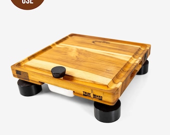 Large Teak Cutting Board, Juice Control System, Adjustable Feet, Custom Engraved