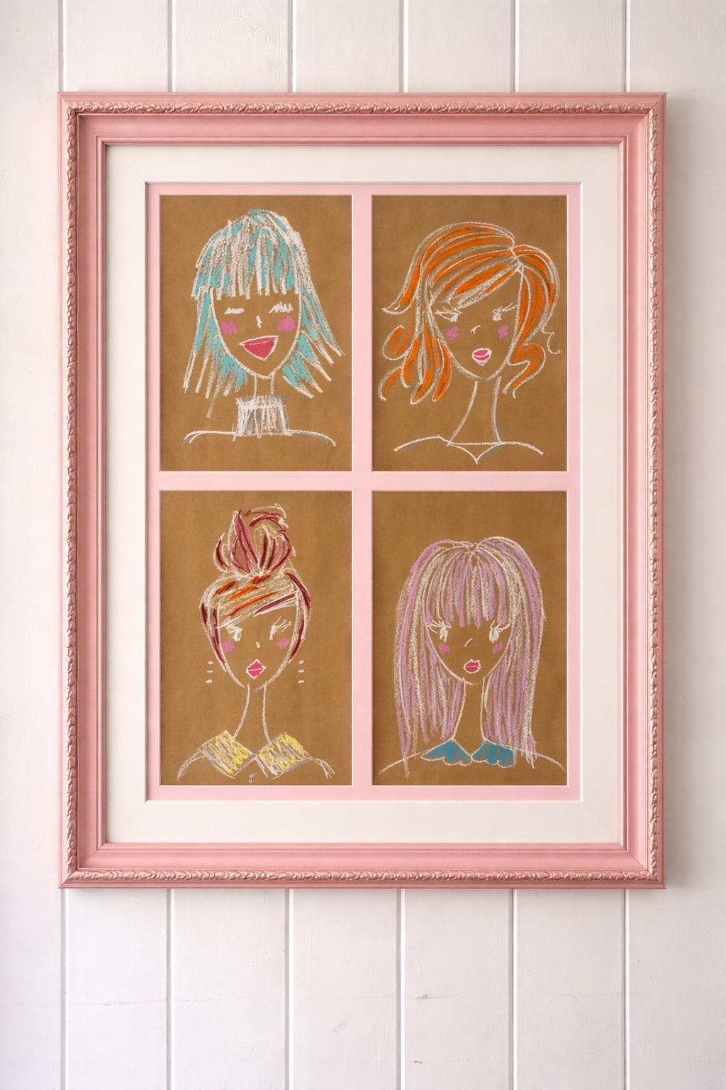 uvres d'art originales : Molly, Dolly, Polly, Beatrix - Crayons de couleur pastel