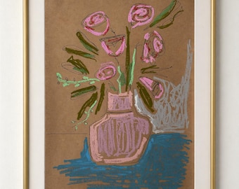 Opera originale: Bouquet incompiuto - Pittura a pastello a olio