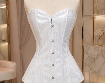 Shiny PVC Underbust Corset, Steel Boned Gothic Waist Trainer, Handmade Corset for Women
