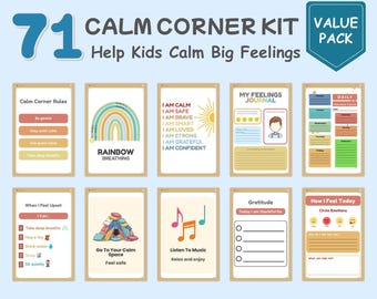Kit Cantinho da Calma Infantil para Imprimir | Alívio da Ansiedade, Ferramentas de Aprendizagem Socioemocional (Download Digital)