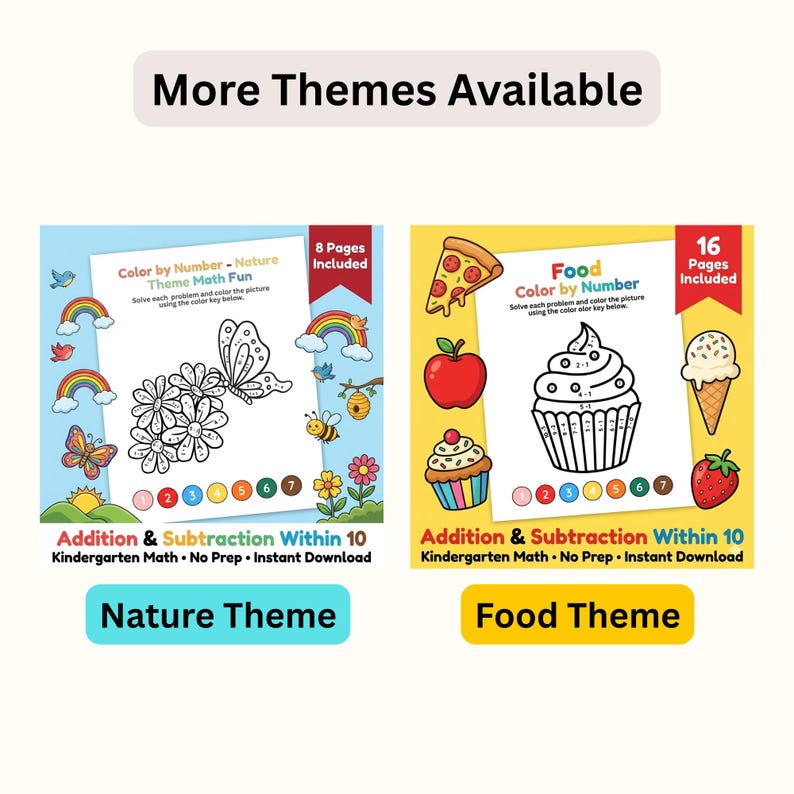 Back to School Color by Number Math Worksheets | Addition Subtraction ...