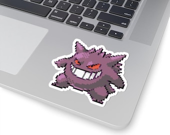 Gengar Pixel Art Sticker – Durable Vinyl Poke Anime Monster Decal