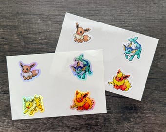 Eeveelution Sticker Sheet – Water, Electric, Fire Poke Sprites (Vinyl)