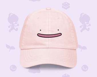 Ditto Embroidered Baseball Hat - Ditto face - Poke Pokopia - Anime Monsters