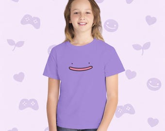 Smiling Pink Blob Youth T-Shirt – Kawaii Anime Style Goo Monster Tee