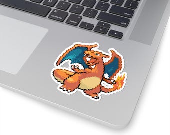 Charizard Pixel Art Sticker - Poke Anime Monsters - Vinyl Decal
