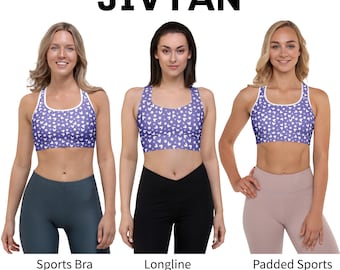 Celestial Heart Star Sports Bra - Padded, Longline & Classic Gym Tops - Purple Heart Star Athletic Wear for Yoga and Fitness