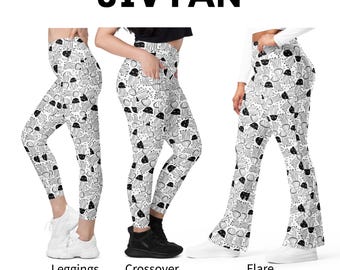 Collants méduses Leggings de yoga Leggings avec poches - Pantalon d'entraînement sportif croisé taille Plus évasé
