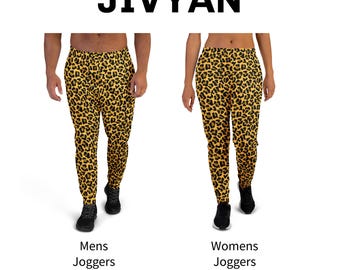 Fierce Leopard Pattern Joggers and Pants, AOP Men's Joggers, All Over Print Women's Joggers, Unisex Wide Leg Pants, Wide Leg Joggers