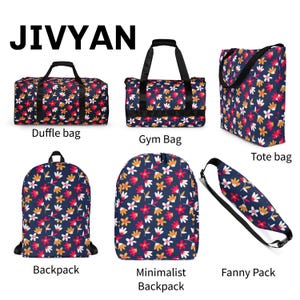 Blauwe tassen met bloemen, naadloze rugzak met bloemenpatroon plunjezak sporttas crossbody praktische reistas