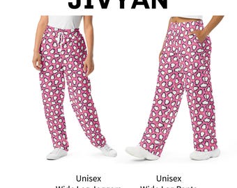 Cute Pink Penguin Joggers & Wide Leg Pants - Men's and Women's Loungewear - Kawaii Animal Athleisure and Sweatpants for Her