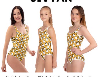 Yellow Penguin Swim damesbadpak kinderbadpak - Eendelig badkleding voor jongeren Bijpassende strandoutfits voor het hele gezin