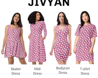 Abito e gonna rosa con simpatici pinguini - Modelli a t-shirt, midi, aderenti e skater - Abbigliamento casual rosa con stampa animalier kawaii per divertirsi in estate