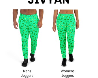 Tropical Green Floral Joggers & Wide Leg Pants - Men's and Women's Lounge Wear - Vibrant Botanical Athleisure