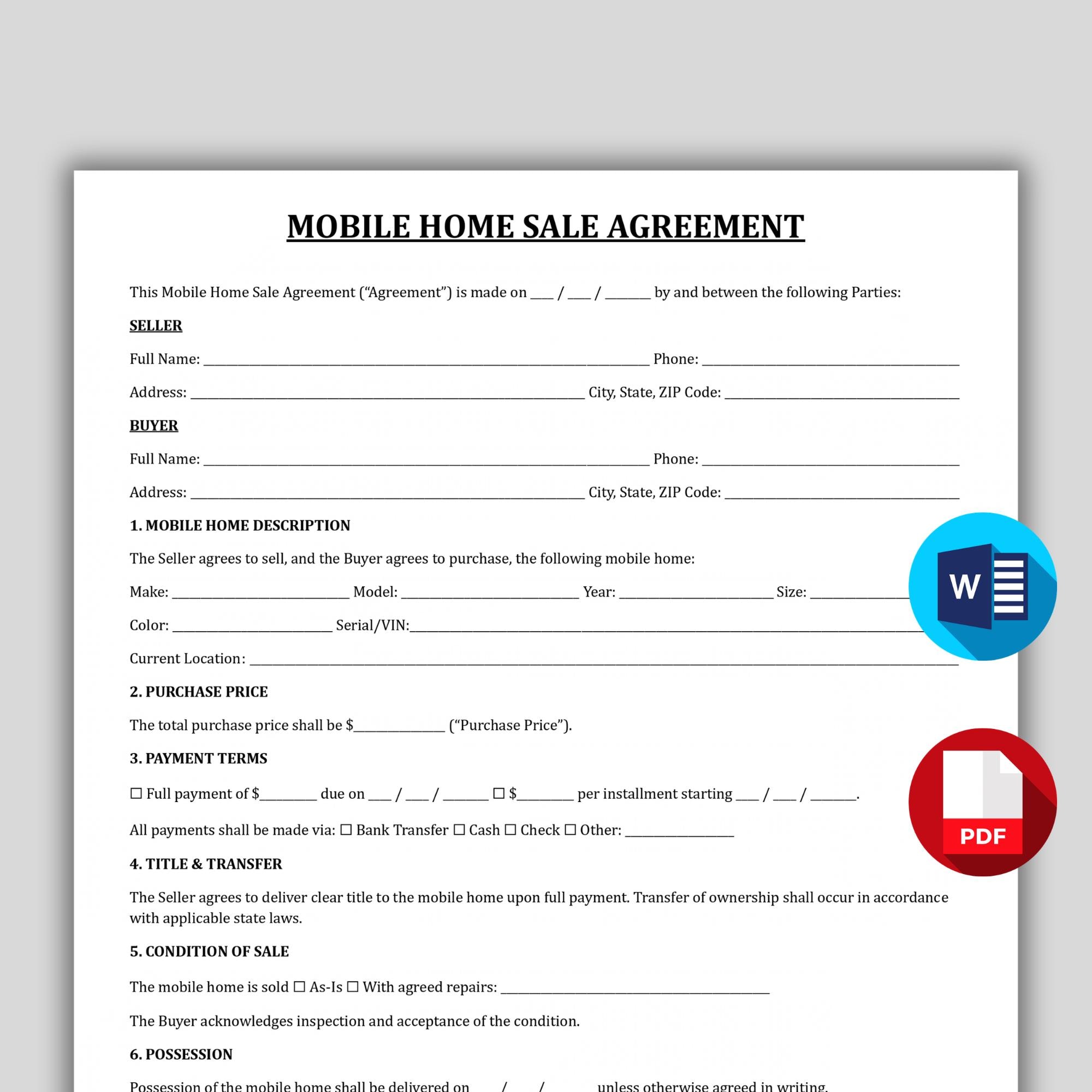 Image 3 for Mobile Home Purchase Agreement Template