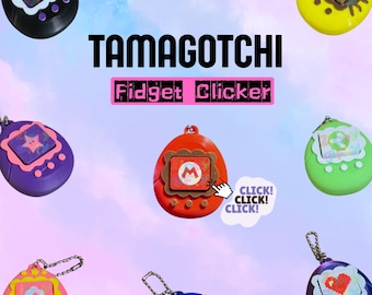 Kawaii Tamagotchi Inspired Fidget Clicker Toy: Retro Virtual Pet Keychain Stress Relief