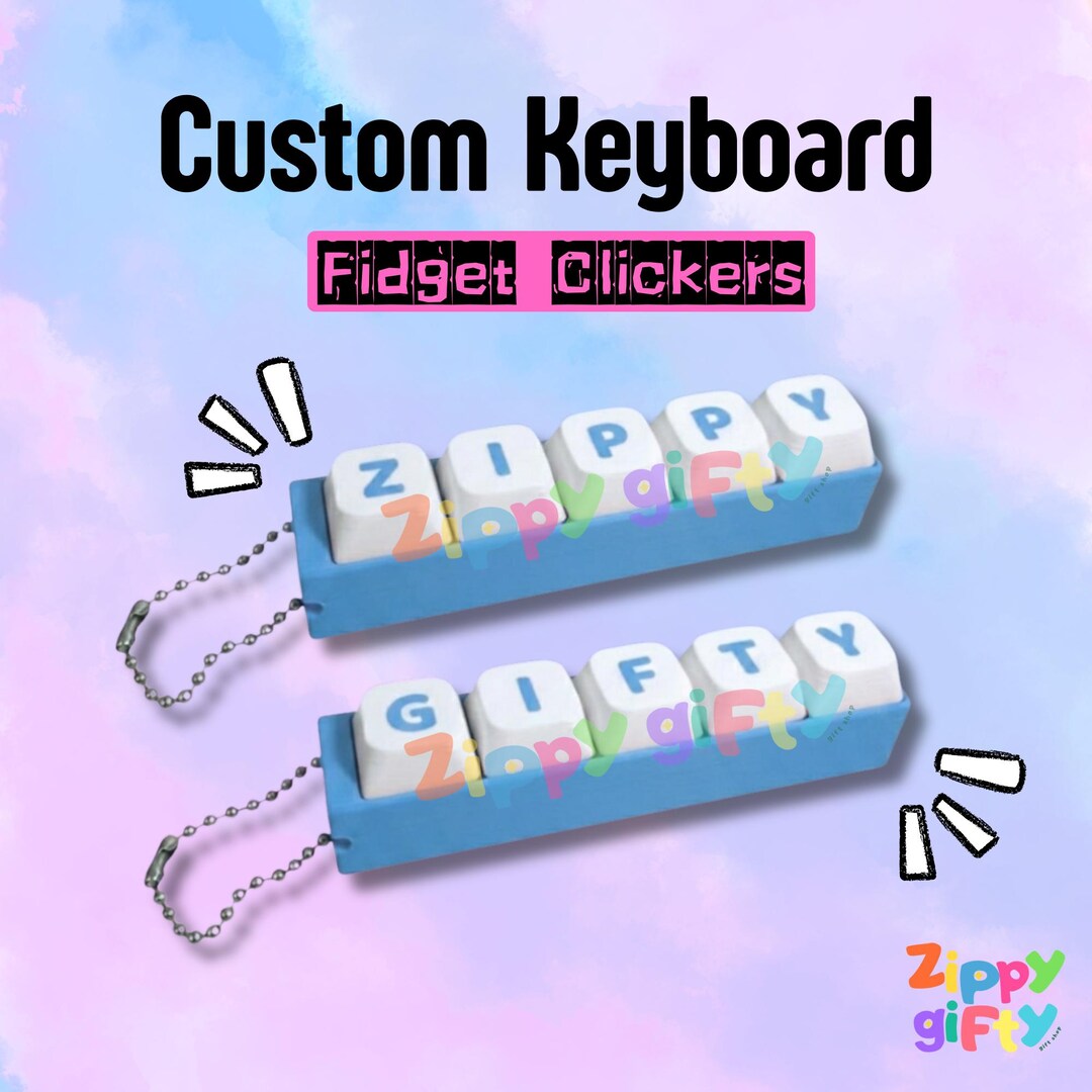 Custom Key Clicker Kawaii Personalized Keyboard Clicker Keychain | Custom Name Fidget Toy ...