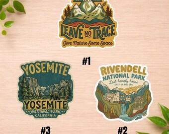National Park Sticker - Yosemite Travel Stickers - Leave No Trace Decal - Hiking Camping Sticker Pack - Outdoor Adventure Gift Set US