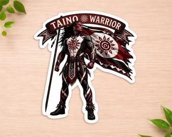 Taino Warrior Sticker - Indigenous Pride Decal - Caribbean Heritage Art - Tribal Warrior Vinyl Sticker - Laptop Tumbler Car Gift Decor