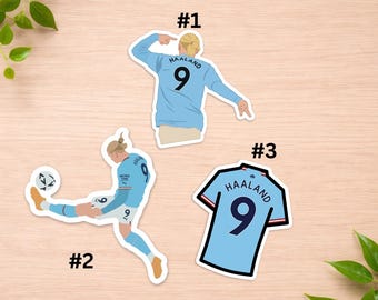 Erling Haaland Manchester City Jersey Sticker Pack - Soccer Player Decal - Football Fan Gift - Laptop Water Bottle Vinyl Sticker
