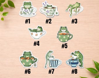 Cute-Frog-In-Teacup-Sticker-Aesthetic-Cottagecore-Animal-Decal-Funny-Frog-Tea-Party-Stationery-Whimsical-Journal-Planner-Accessory