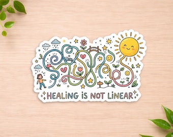 Healing Is Not Linear Sticker - Mental Health Vinyl Decal - Cute Therapy Sticker - Self Care Gift - Positive Affirmation Laptop Sticker