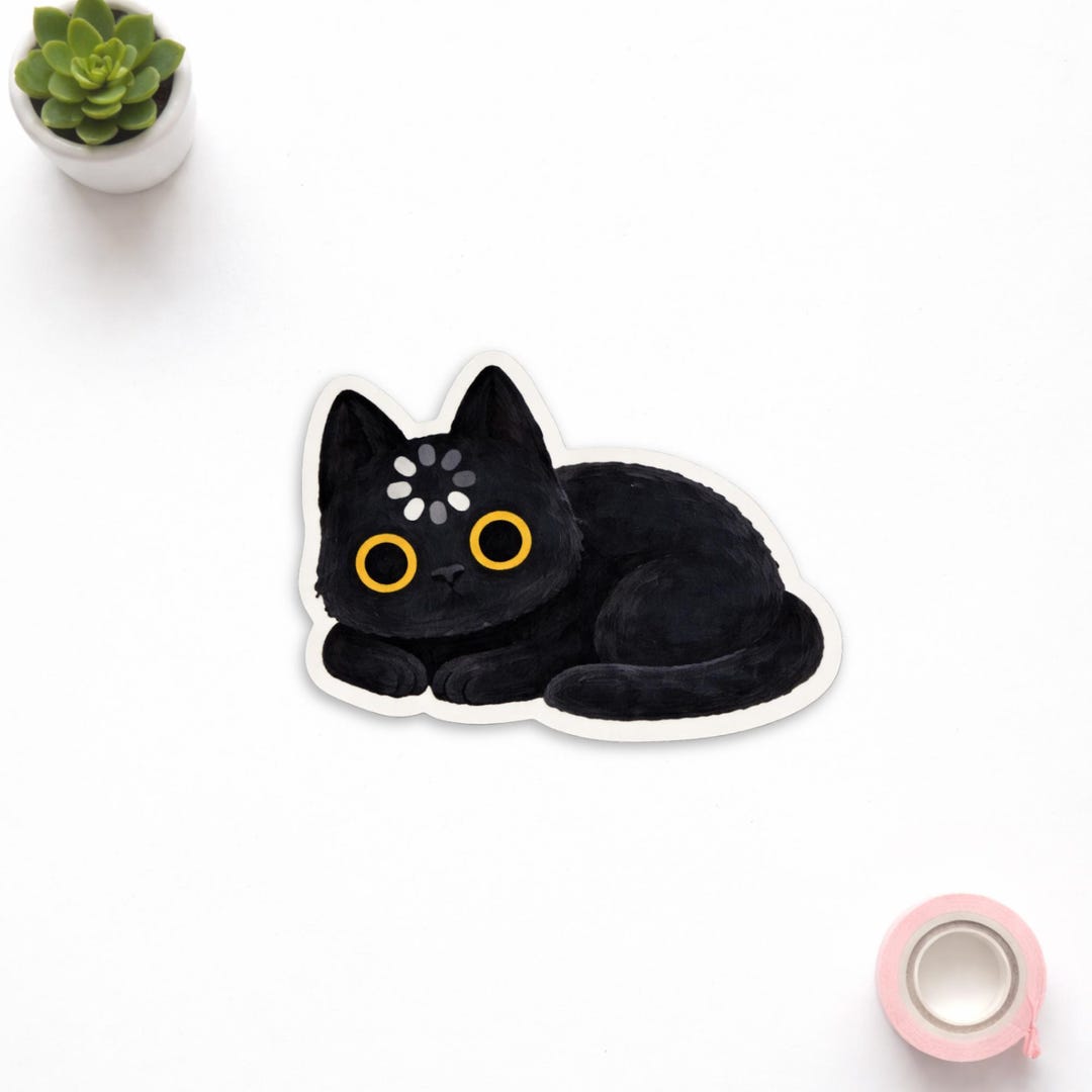 Black Cat Void Loading Sticker, Funny Meme Cat Vinyl Decal, Waterproof ...