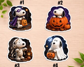 Halloween Dog Sticker  - Cute Spooky Puppy Stickers - Pumpkin Ghost Witch Mummy Vampire Decals - Fall Halloween Gift
