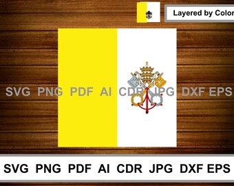 Vatican City National Flag SVG, Holy See Country State Coat of Arms Banner, Digital Download, Clipart Vector Graphic - eps ai png dxf pdf