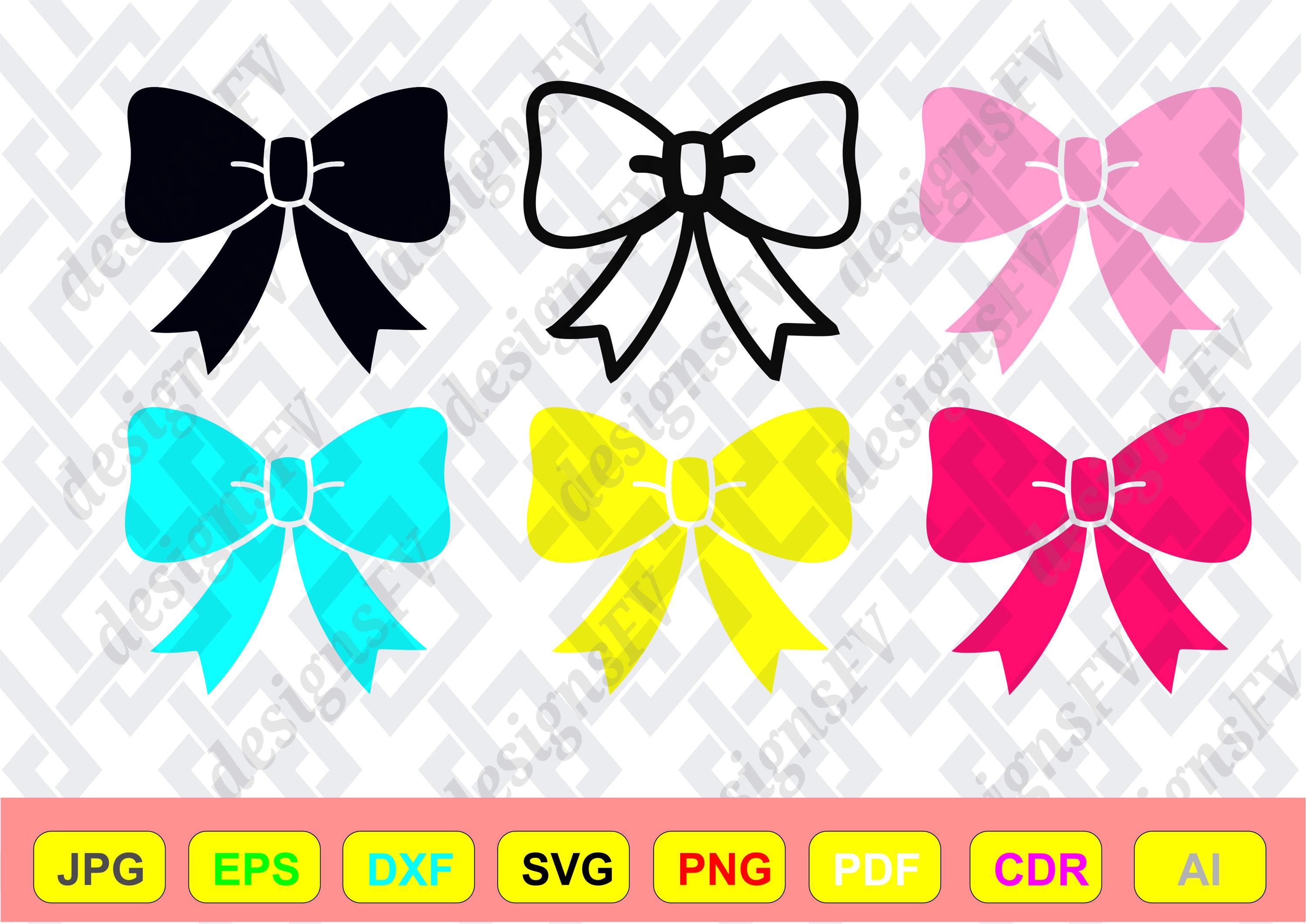 Ribbon Bow Svg Silhouette Black Red Blue Pink Yellow White | Clipart ...