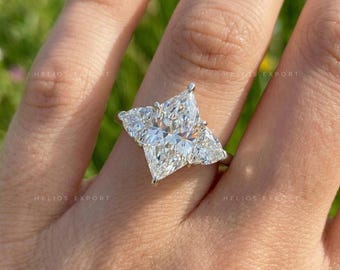 Bague trois pierres diamant Marquise Lab hollandaise, mille milliards d'accents, cadeau de fiançailles de style vintage