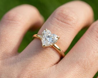 Heart Shaped Lab Grown Diamond Engagement Ring, Floral Basket Setting, F Color VS1 Clarity