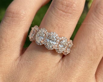 Oval Halo Lab Grown Diamond Wedding Band, Anniversary Ring, IGI Certified