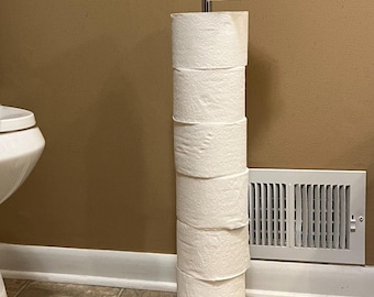 Metal Toilet Paper Holder Stand with Reserve Storage Freestanding Bathroom Tissue Roll Organizer