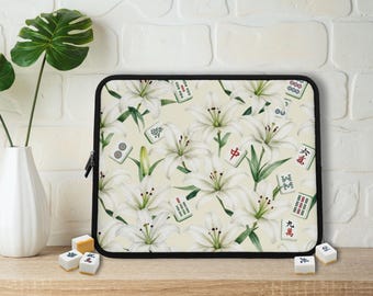 Lily en Mahjong Tegel Laptophoes Gevoerde MacBook-hoes Computerhoes iPad-hoes Tablethoes