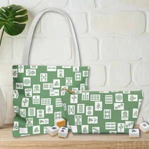 Mahjong Tile Bag, Mahjong  Matching Tote, Mahjong Player Gift, Blue Toile Mahjong Accessories Travel Bag