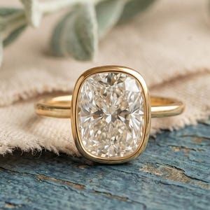 Bague de fiançailles solitaire allongée 2 carats, taille coussin, moissanite, bague de promesse empilable avec pierres précieuses incolores, cadeau pour elle
