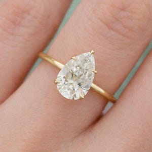 4 kt peergeslepen moissaniet verlovingsring, moissaniet trouwring, solitaire ring, verborgen halo voorstelring, moissaniet ring cadeau voor haar