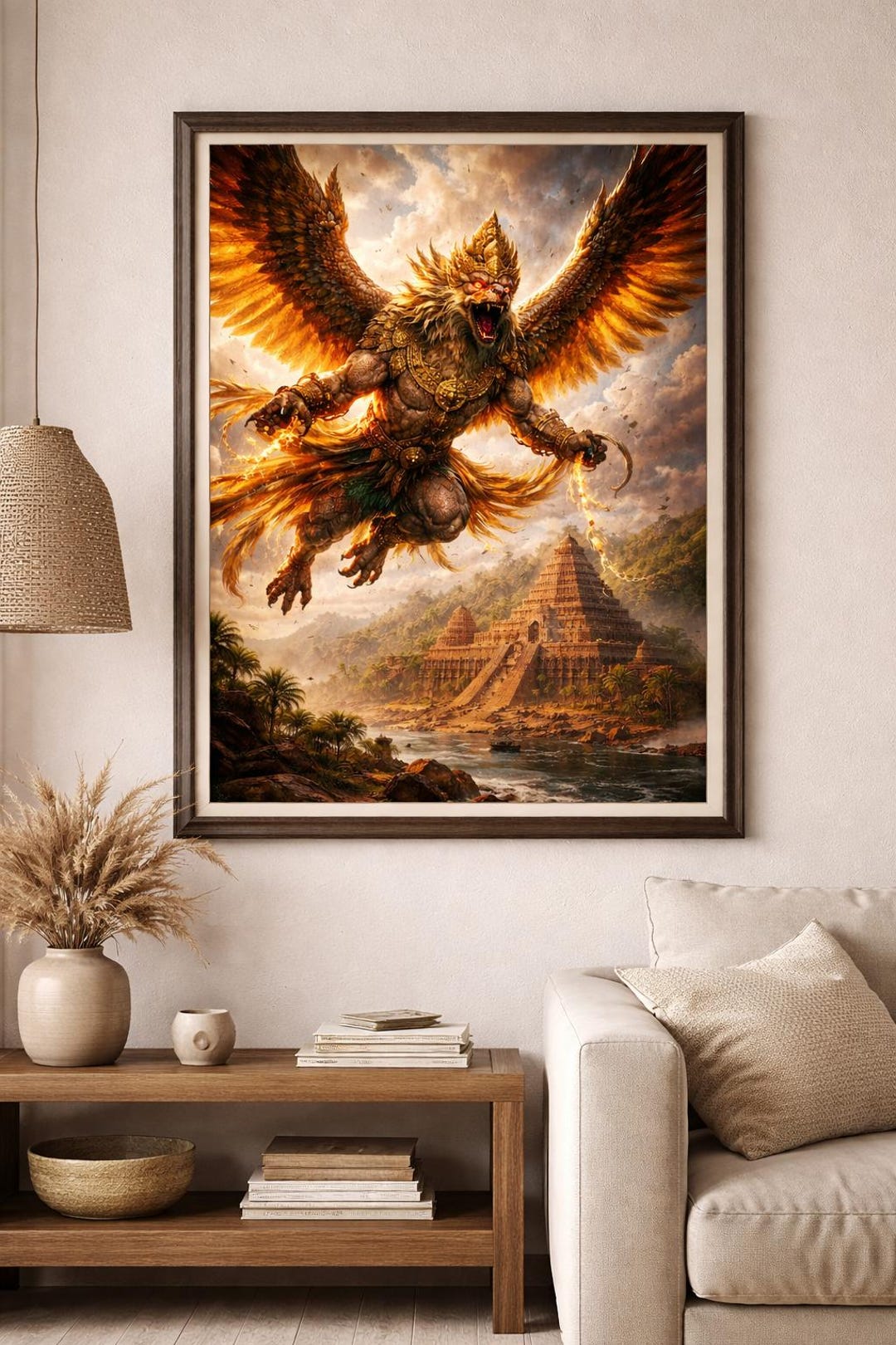 Garuda Poster, Hindu Mythology Wall Art, Legendary Bird Warrior Print ...