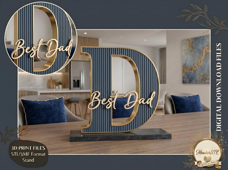 Fully Customized Best Dad Ever STL 3D Print File, Father Day Gift ...