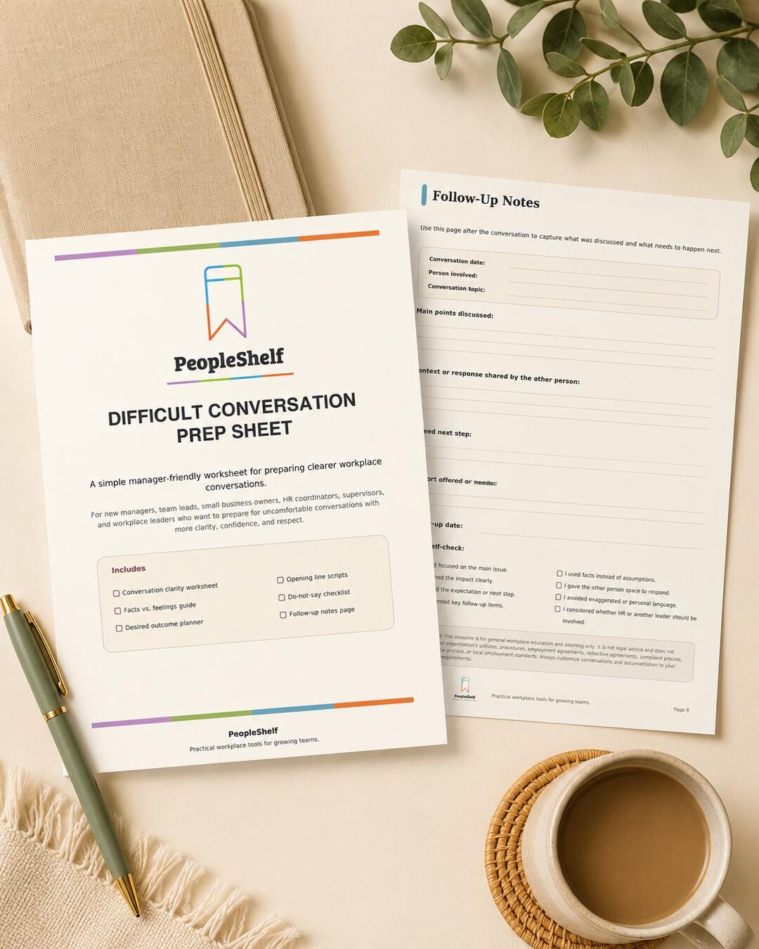 Difficult Conversation Prep Sheet | Manager Conversation Worksheet ...