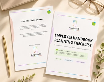 Employee Handbook Planning Checklist PDF, Small Business HR Handbook Guide, Workplace Policy Structure Planner