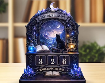 Personalized Book Tracker, Books Read Counter, Reading Tracker Sign, Custom Library Name Sign, Book Lover Gift, Wooden Book Decor