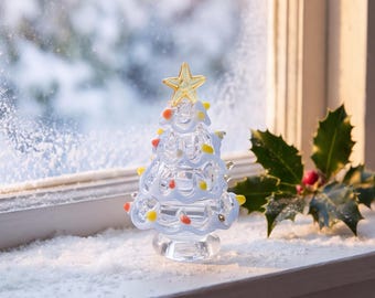 Enfeite de Natal em vidro soprado à mão para árvore, decoração de mesa ou lareira, presentes de Natal, ideal para amantes de decoração festiva.
