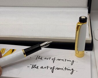 Vintage Montblanc Luxury Writers Edition Fountain Pen White & Gold With Giftbox