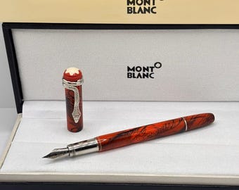 Vintage Montblanc Heritage Rouge & Noir Serpent Marble Fountain Pen - Limited Edition with Giftbox