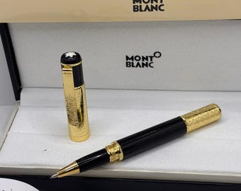 Vintage Montblanc Luxury Rollerball Black Ink Pen With Super Elegant Giftbox Black and Golden