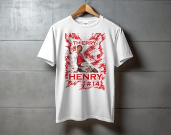Thierry Henry King Henry Arsenal Football Graphic Tee, Retro Soccer Shirt