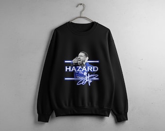 Eden Hazard Chelsea Football Sweatshirt, Retro Belgian Legend Crewneck (50/50 Cotton-Poly)